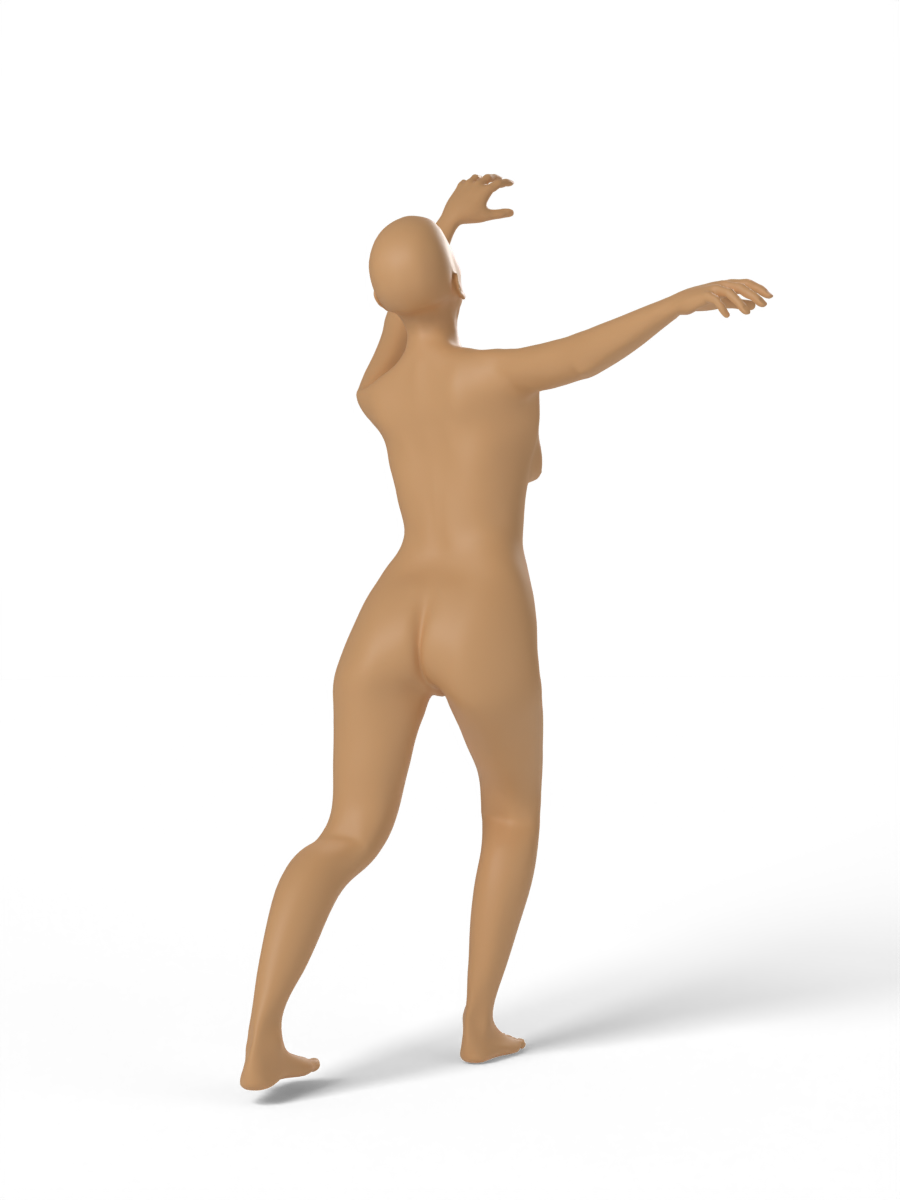 Back view, arms extended — figure drawing reference
