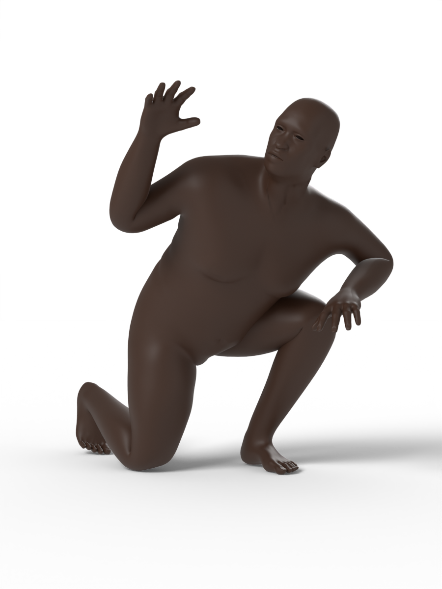 Kneeling, one arm raised — figure drawing reference