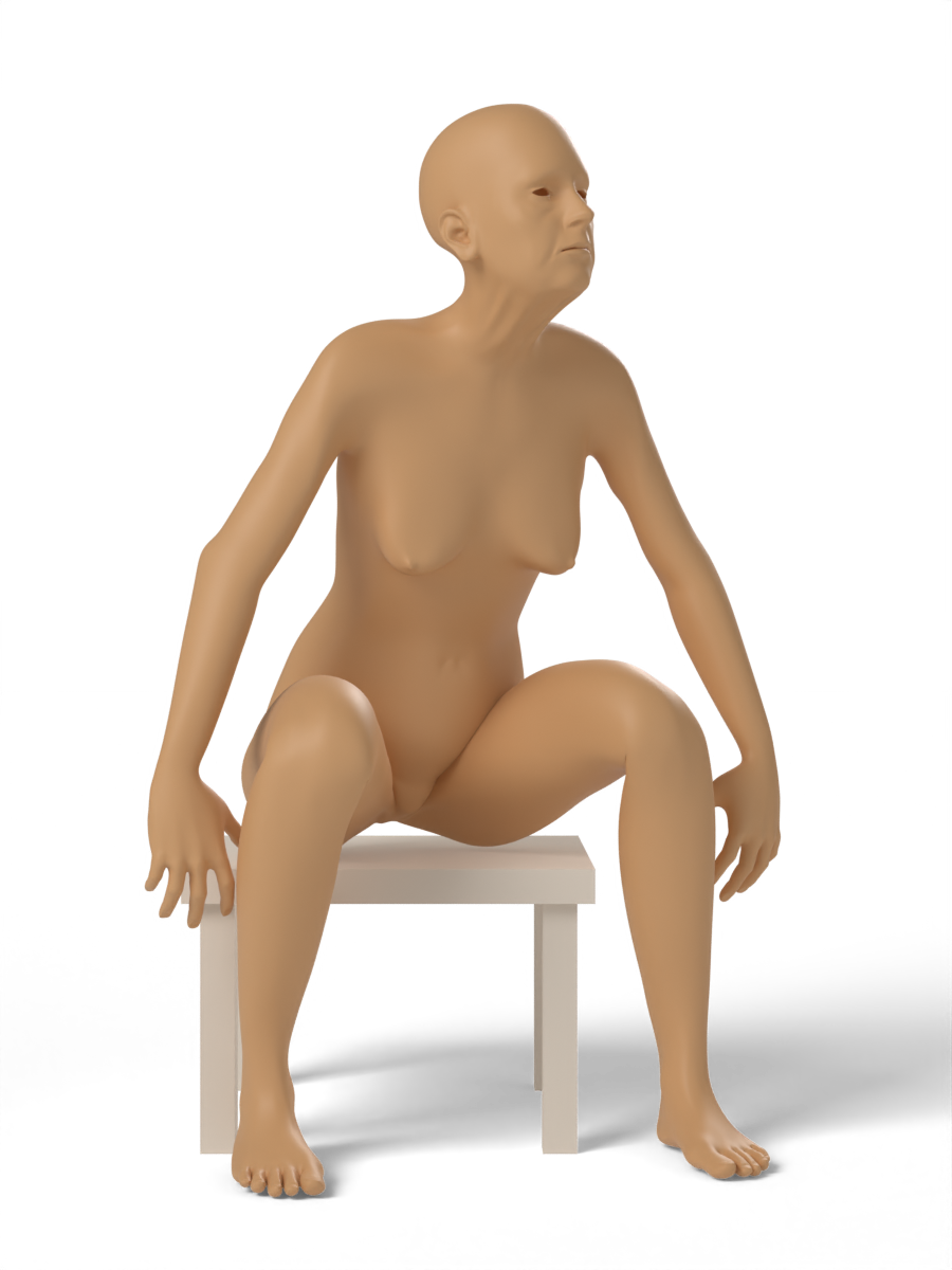 Seated, looking upward — figure drawing reference