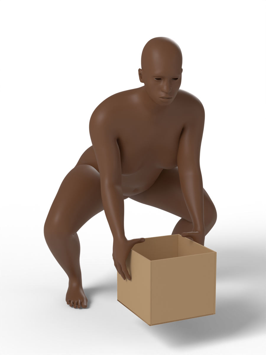 Squatting, lifting a box — figure drawing reference