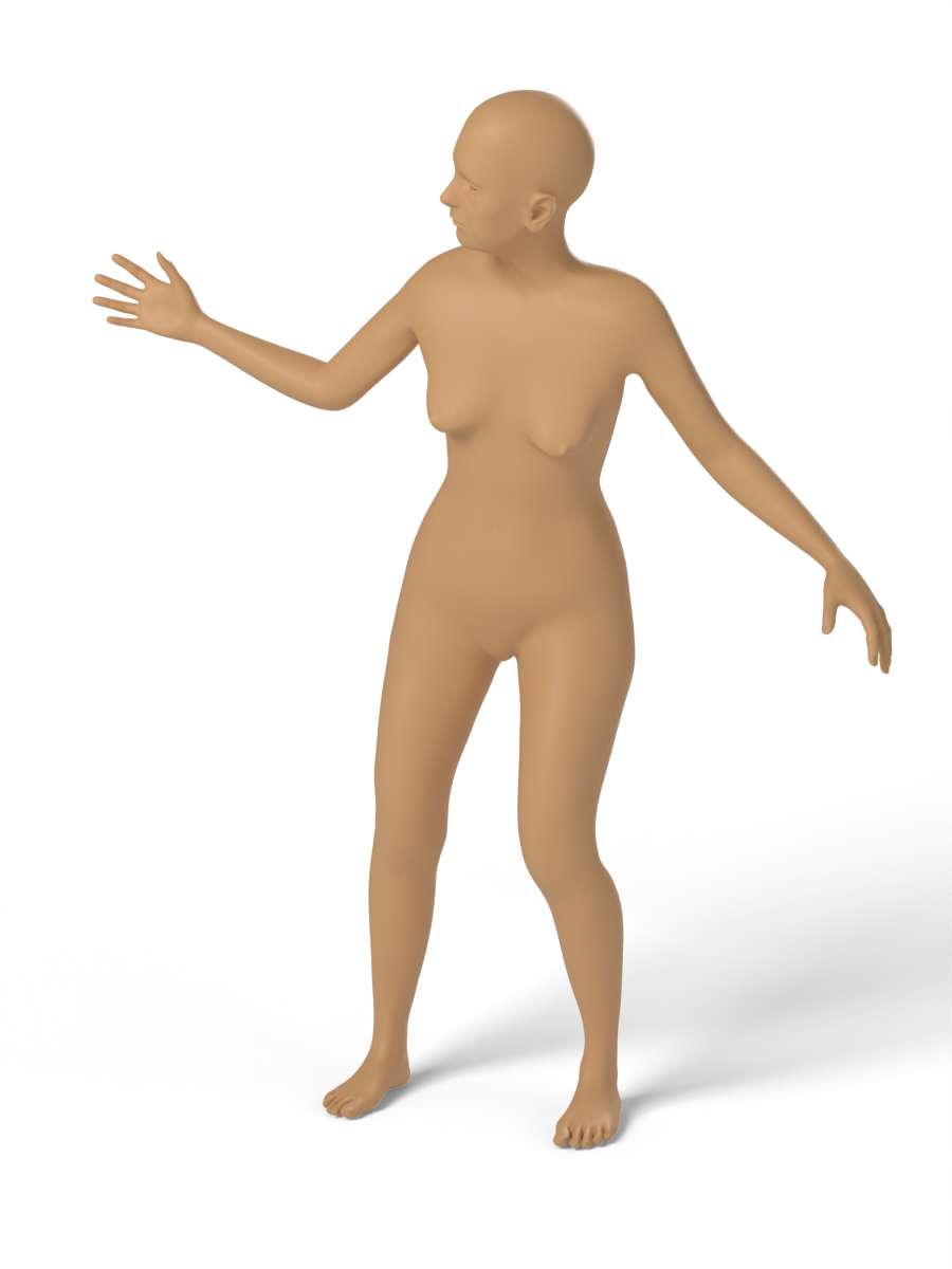 Standing, open-hand gesture — figure drawing reference